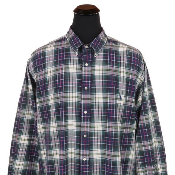 Ralph Lauren Long Sleeve Shirt Size 4XB Big - Green/Blue/White/Pink/Yellow Plaid - Picture 2 of 6